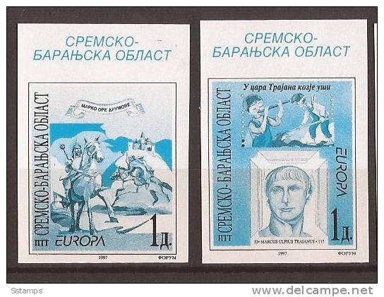 1997  EUROPA REPUBLIKA SRPSKA KRAJINA CROAZIA VERY RARE PHASE DI STAMPA  II  MNH IMPERFORATE - 1997