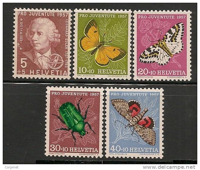 SWITZERLAND - 1957  PRO JUVENTUDE - BUTTERFLIES  - Yvert # 547/601 - MINT LH - Unused Stamps
