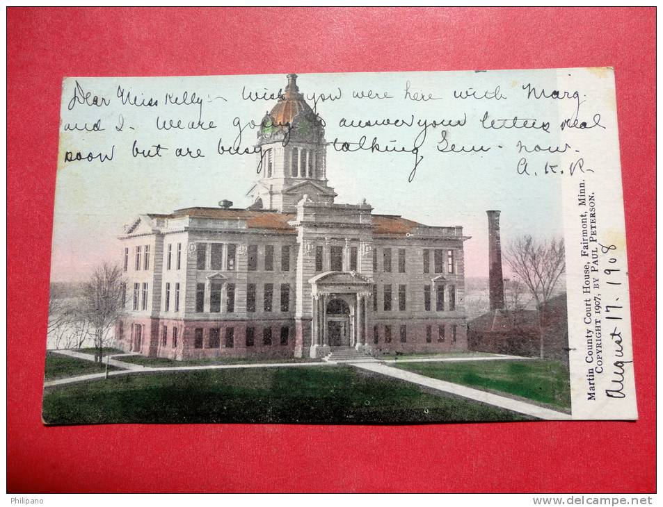 Fairmont MN  Martin County Court House-  1908 Cancel -----      -----    Ref 594 - Andere & Zonder Classificatie