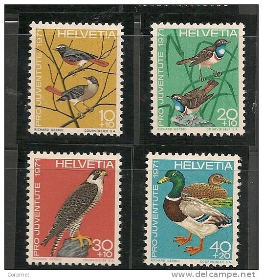 SWITZERLAND - 1971  PRO JUVENTUDE - FAUNA - BIRDS   Yvert # 891/4 - MINT NH - Nuevos