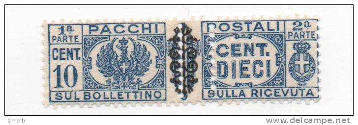 Fra270 Pacchi Postali, Aquila E Fasci Con Fregio In Sovrastampa, 10 Cent Azzurro, N.49, 1945 - Paketmarken