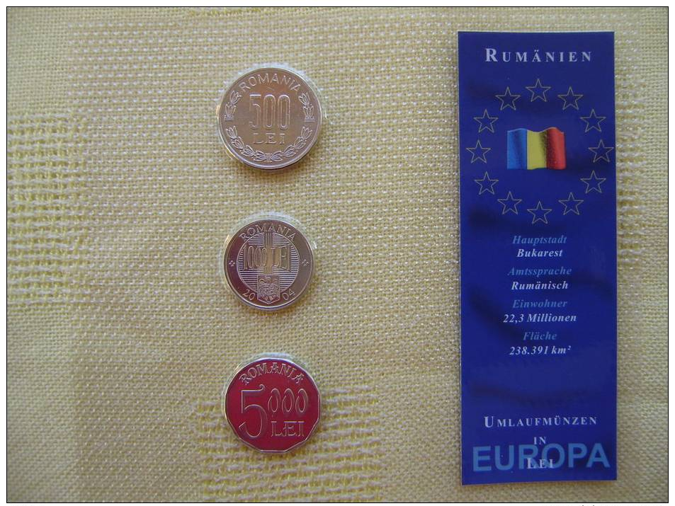 RUMANIA / ROMANIA / RUMÄNIEN  - BLISTER / SET ** 3 Monedas / Münzen / Coins 1999-2004  ** S/c  UNC - Rumania