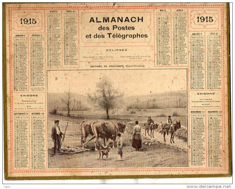 - CALENDRIER 1915 - Matinée De Printemps ( Basses-Pyrénées )  - 402 - Grand Format : 1901-20