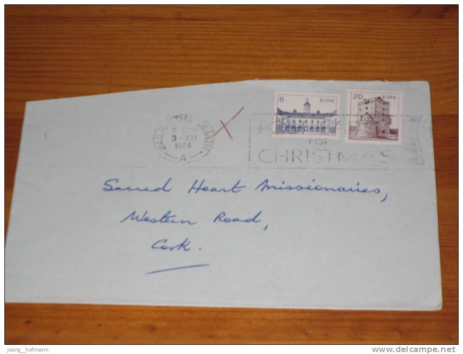 Cover Ireland Irland Dublin Slogan 1984 Post Early For Christmas - Lettres & Documents