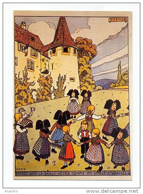 HANSI Illustrateur CHANSON POPULAIRE ALSACE GUEMAR  / Ronde Patriotique D' ENFANTS Derrière Le CHATEAU - Hansi