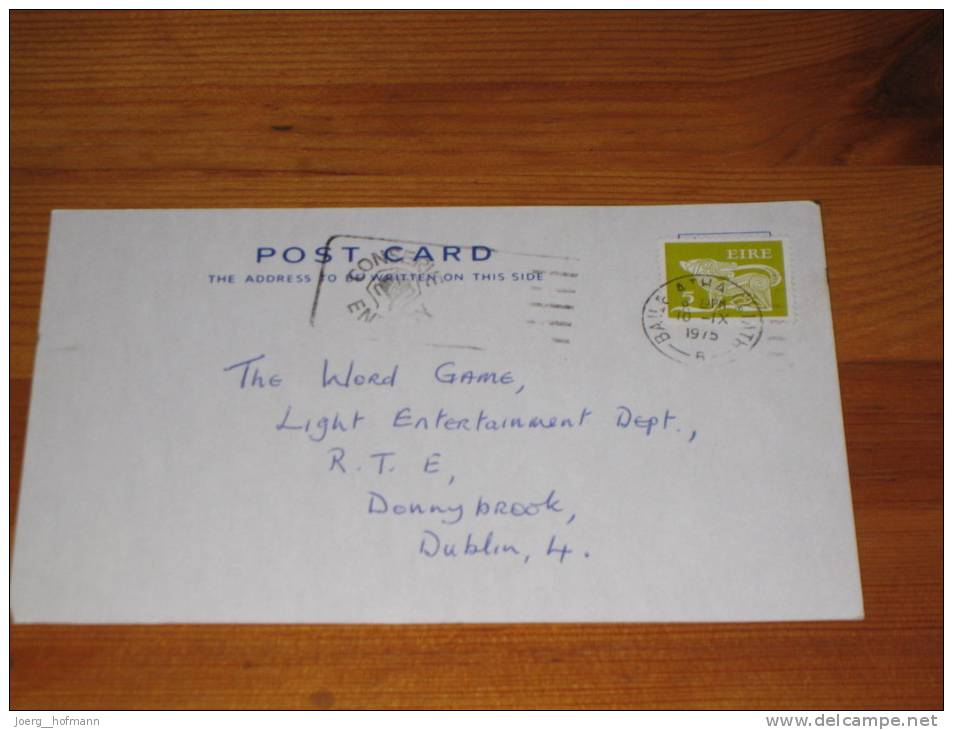 Card Ireland Irland Dublin Slogan 1975 Conserve Energy  Gerl Ernergie Strom Celtic - Storia Postale