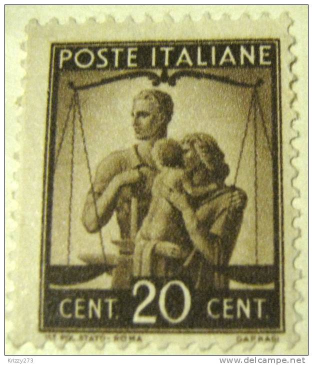 Italy 1945 Work Justice And Family 20c - Mint - Oblitérés