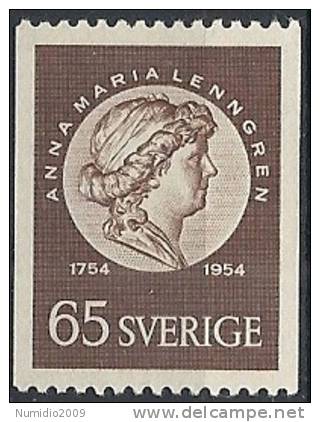 1954 SVEZIA ANNA MARIA LENNGREN 65 ORE MNH ** - SV021 - Unused Stamps
