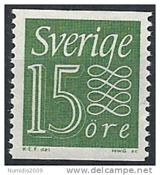 1961-68 SVEZIA CIFRA 15 ORE VERDE MNH ** - SV022 - Neufs
