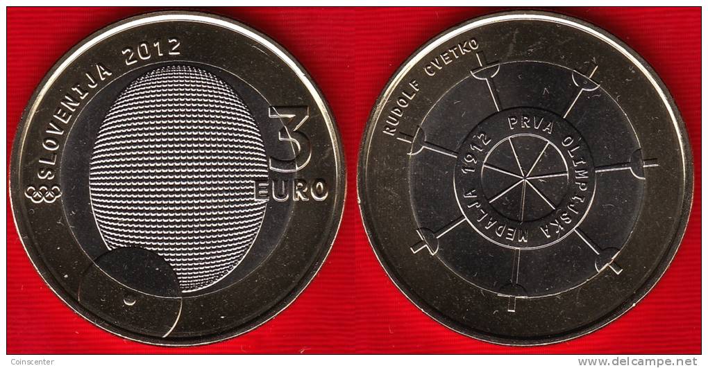 Slovenia 3 Euro 2012 "First Olympic Medal" BiMetallic UNC - Slovenia