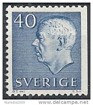 1961-68 SVEZIA EFFIGIE DI RE GUSTAVO VI ADOLFO 40 ORE AZZURRO MNH ** - SV023 - Neufs