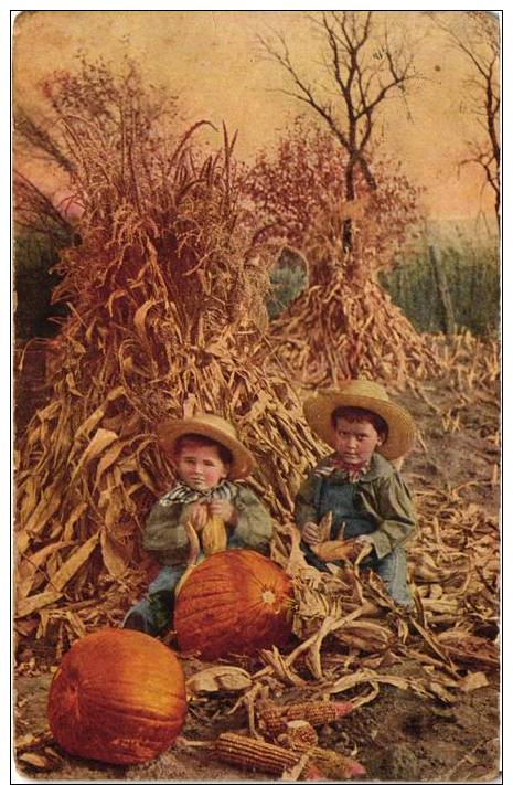 Small Boys In A Corn And Pumpkin Patch, Texas? 1909 - Autres & Non Classés