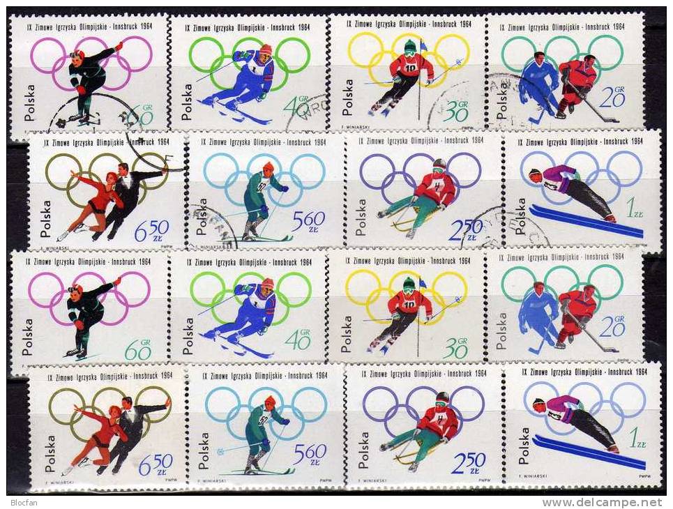 Sport Winter-Olympiade 1964 Innsbruck Polen 1457/4 ** Plus O 8€ Slalom Skisprung Rodeln Eishockey Olympic Set Of Polska - Invierno 1964: Innsbruck