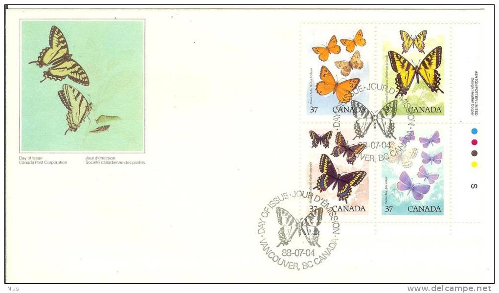 Canada 1988 FDC Butterfly Butterflies Papillons Insects Insect - 1981-1990