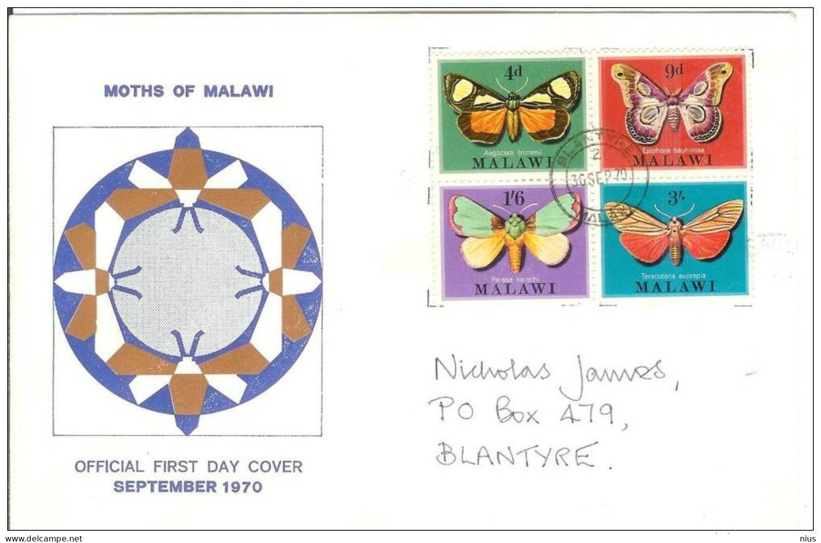 Malawi 1970 FDC Butterfly Butterflies Papillons Insects Insect - Malawi (1964-...)