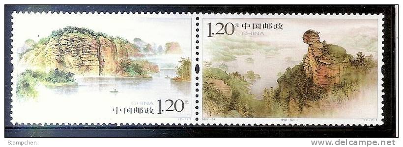 China 2007-24 Jin Hu ( Golden Lake ) Stamps Mount Forest Geology Rock Ship Boat - Wasser