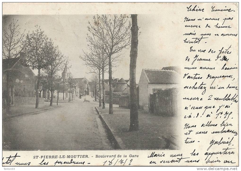 SAINT PIERRE LE MOUTIER  - 58 -  Le Boulevard De La Gare - CPA DOS SIMPLE De 1902 -  Ccc - Saint Pierre Le Moutier