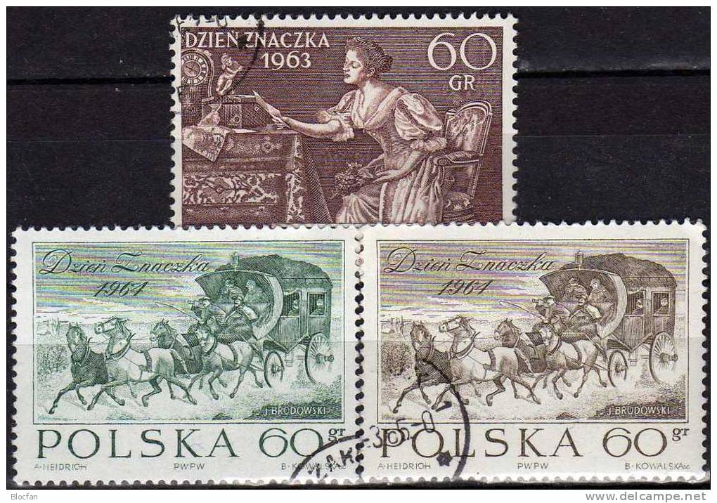 Gemälde Tag Der Briefmarke 1963 Polen 1433 Plus 530/1 O 1€ Der Liebesbrief Day Of The Stamp Philatelic Set Of Polska - Modernos