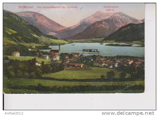 Litho Schliersee Mit Schiff Das Schmuckkästlein Der Alpenwelt Zugstempel 1931 - Schliersee