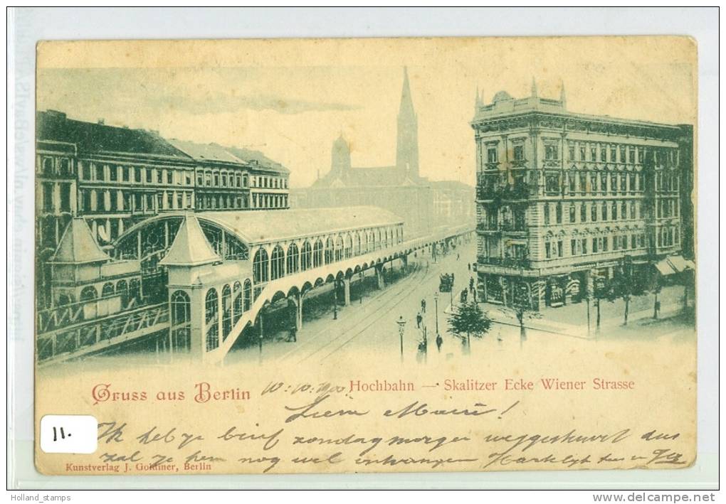 ANSICHTSKARTE * BERLIN KREUZBERG HOCHBAHN, SKALITZER ECKE WIENER STRASSE GELAUFEN 10 10 1900 Nach HAARLEM HOLLAND (11) - Kreuzberg