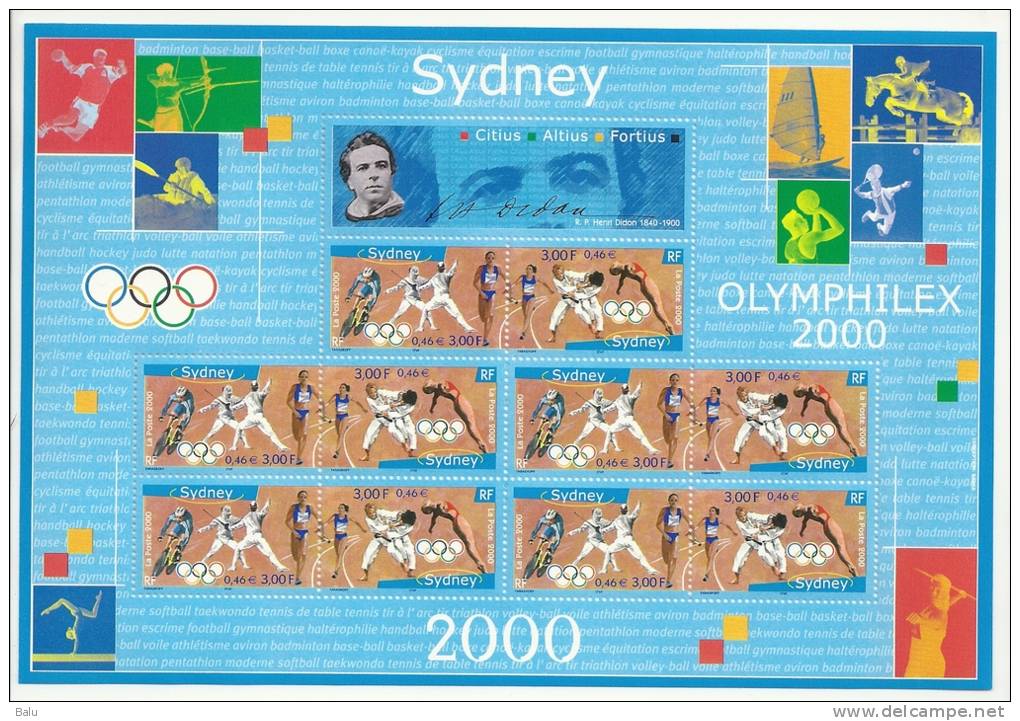 France Bloc 2000 Yvert No BF 31A ** Sydney Olymphilex, Timbres N°3340 Et 3341 - Gebraucht