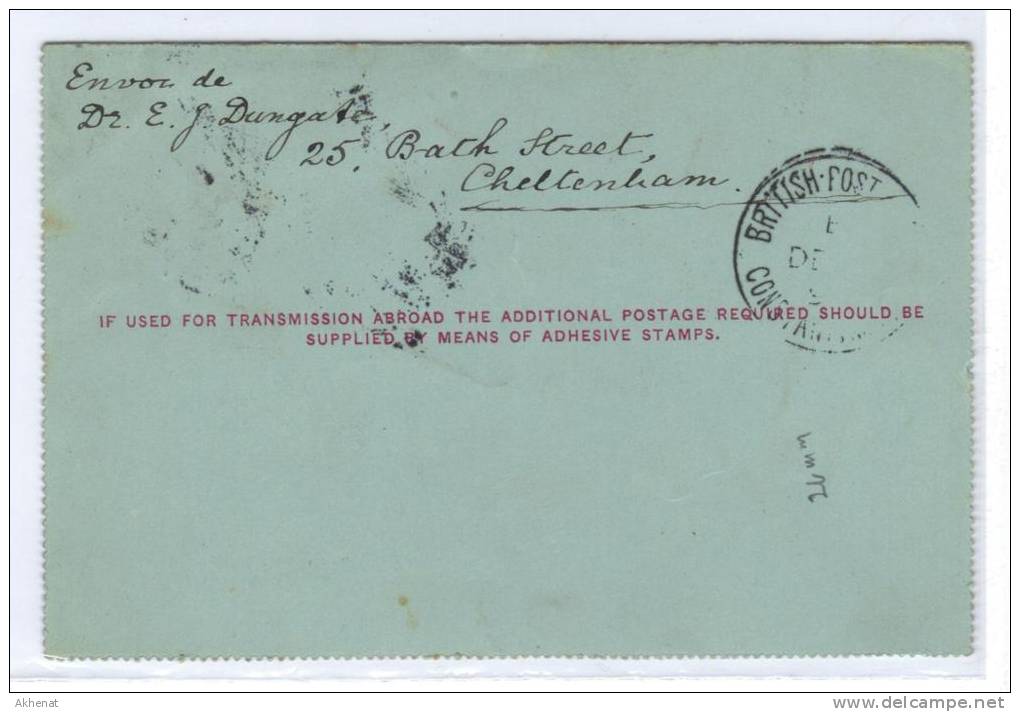 ENG111 - U.K. , Vittoria Intero  Per Costantinople (Turkey) Da Cheltenham 15 De 1898 - Covers & Documents