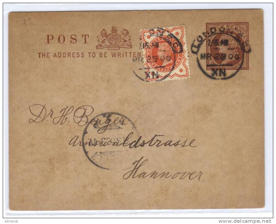 ENG137 - U.K. , Vittoria Intero  Per  Hannover  (Germany) Da London 29 Mr 1900 - Storia Postale