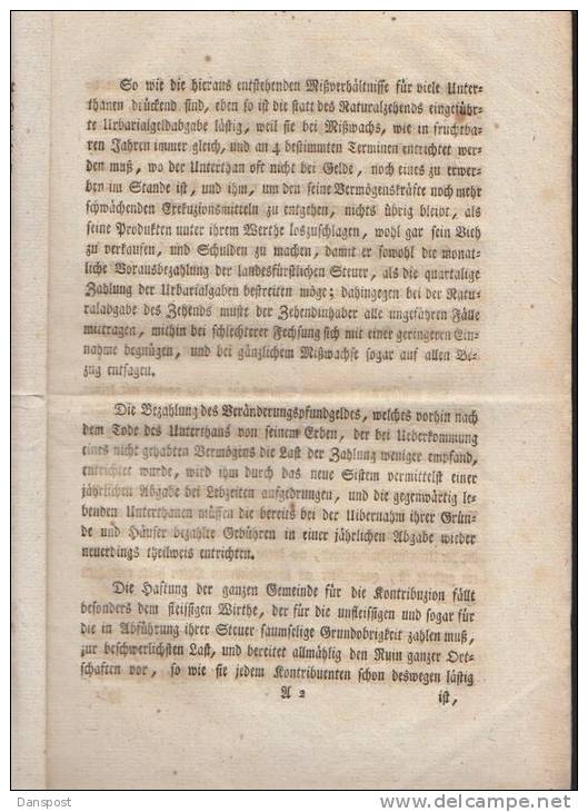 Österreiech HRR Leopold II Dokument Steuer Und Urbarialsystem 1790 - Historische Dokumente