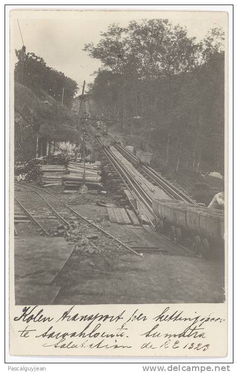 CARTE PHOTO INDONESIE - TRANSPORT DE BOIS - VOIE FERREE - Indonésie