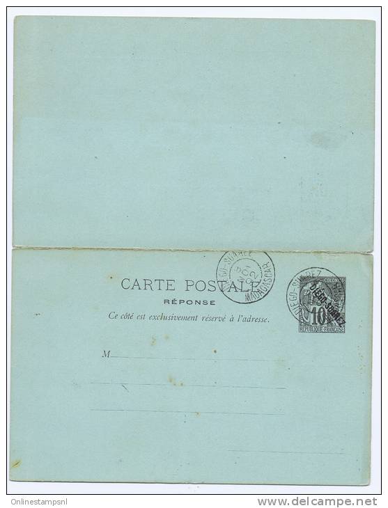 Diego Suarez  Carte Postale Reponse NGK Type Nr P 2 ,  1892  Cancelled Diego Suarez/Madacascar (4) - Covers & Documents