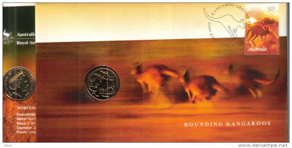 AUSTRALIA $1 BOUNDING KANGAROO ANIMAL FRONT QEII HEAD PNC 2007 UNC YEAR NOT RELEASED READ DESCRIPTION CAREFULLY!! - Otros & Sin Clasificación