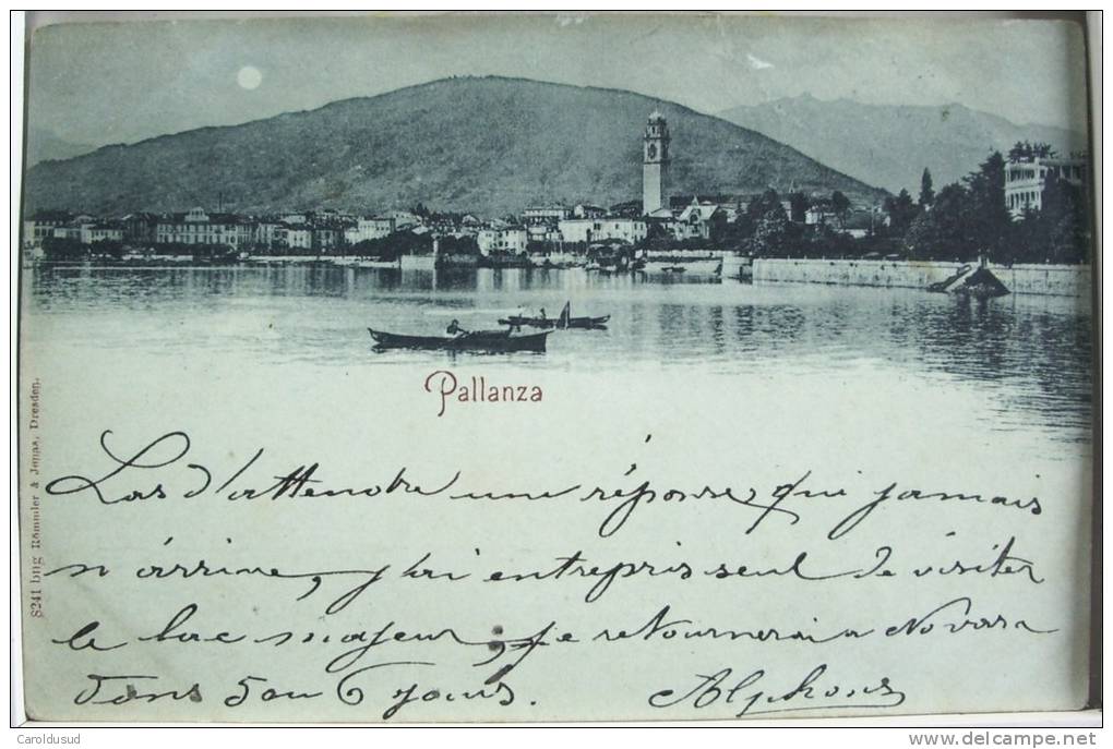 CPA Italie PALLANZA ROMMLER JOPAS Voyagé 1899 Timbre Flamme HOTEL GOTHARD LAC MAJEUR SUISSE - Legnano