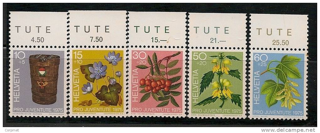 SWITZERLAND - 1975  PRO JUVENTUDE - FLOWERS  - Marginal Set  Yvert # 994/8 - MINT NH - Nuevos