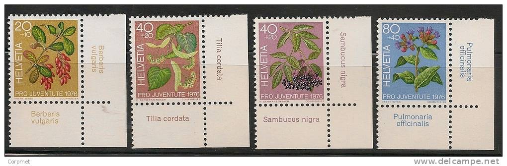 SWITZERLAND - 1976 PRO JUVENTUDE - FLOWERS  - Marginal Set  Yvert # 1013/6 - MINT NH - Nuevos