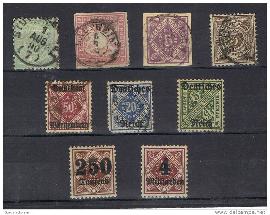 ALL-E-28 - ALLEMAGNE WURTEMBERG Petit Lot De 9 Val. Diff. - Altri & Non Classificati