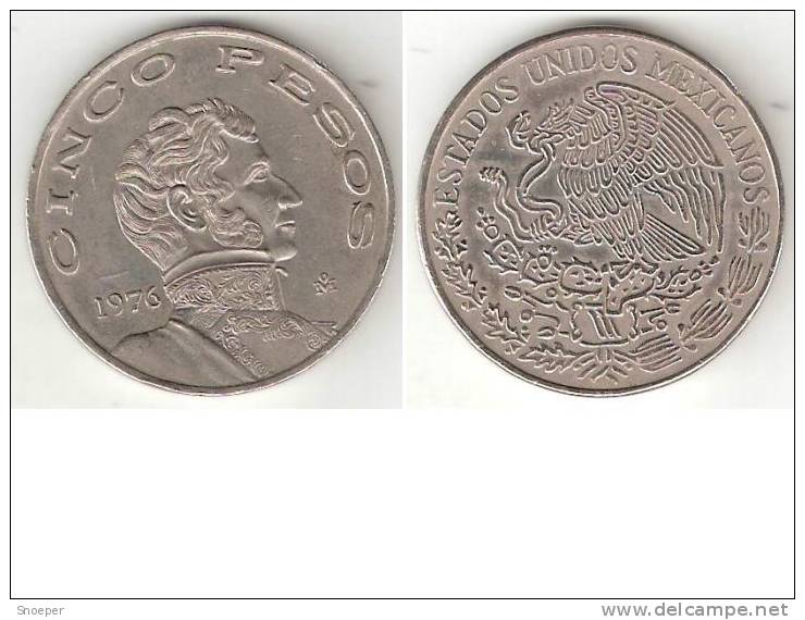 *mexico 5 Pesos  1976 Small Date !!!    Km 472    Xf  !!!! - Mexico