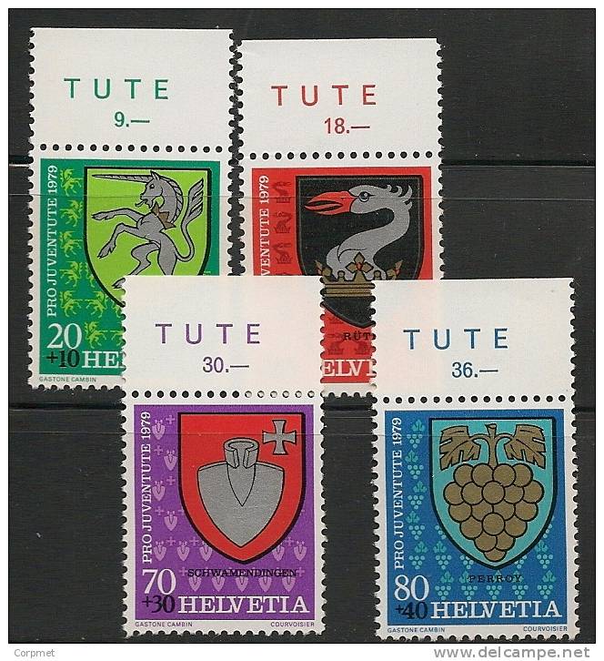 SWITZERLAND - 1979  PRO JUVENTUDE - COAT OF ARMS  - Marginal Set  Yvert # 1096/9 - MINT NH - Ungebraucht