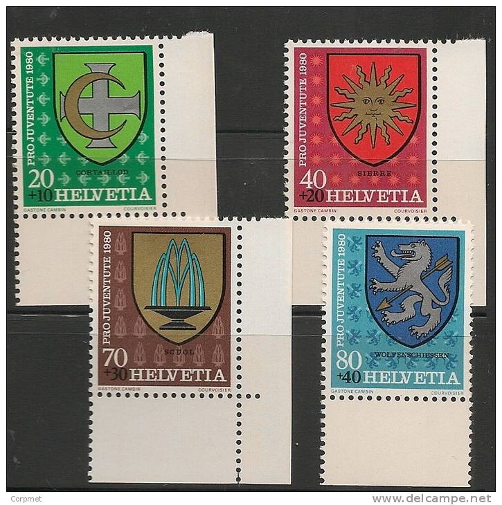 SWITZERLAND - 1980  PRO JUVENTUDE - COAT OF ARMS  - Marginal Set  Yvert # 1117/1120 - MINT NH - Unused Stamps