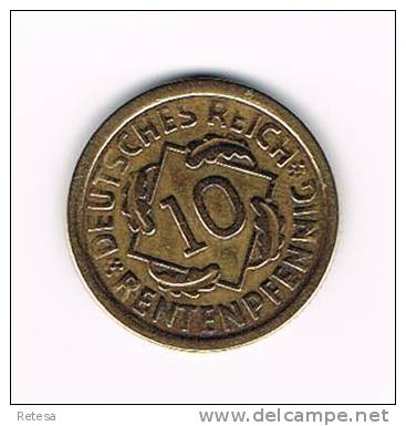 ** WEIMAR REPUBLIC  10 RENTENPFENNIG  1924 A - 10 Rentenpfennig & 10 Reichspfennig