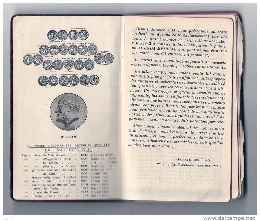 - Agenda Medical De Poche De 1916 -quelques Pages écrites - Interressant Pour Pub Et Conseils Médicaux D'époque Medecine - Small : ...-1900