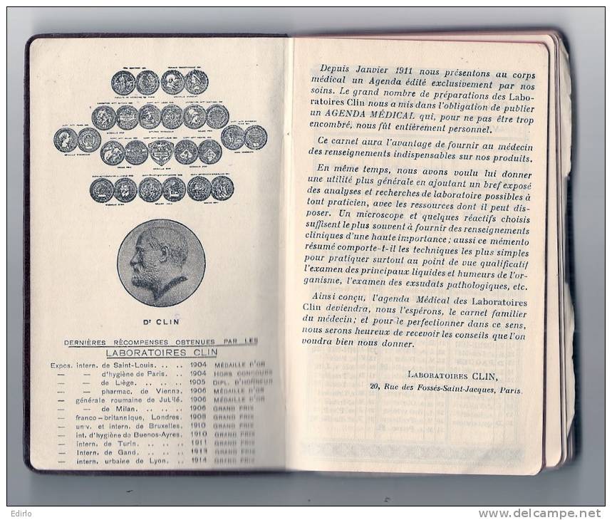 - Agenda Medical De Poche De 1916 -quelques Pages écrites - Interressant Pour Pub Et Conseils Médicaux D'époque Medecine - Tamaño Pequeño : ...-1900