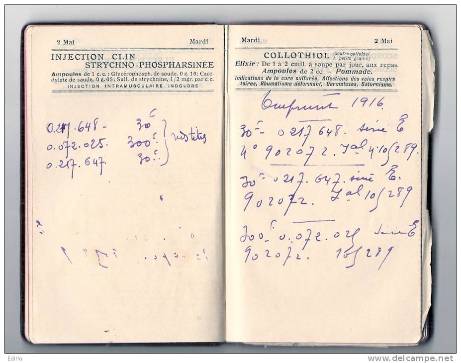 - Agenda Medical De Poche De 1916 -quelques Pages écrites - Interressant Pour Pub Et Conseils Médicaux D'époque Medecine - Kleinformat : ...-1900