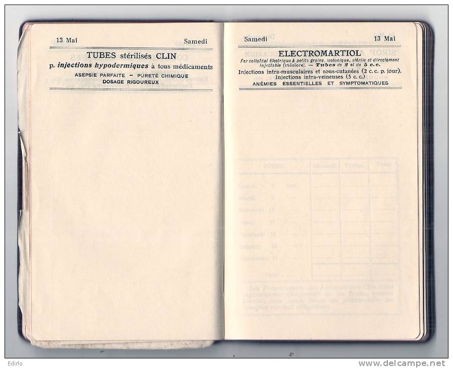 - Agenda medical de poche de 1916 -quelques pages écrites - interressant pour pub et conseils médicaux d'époque Medecine