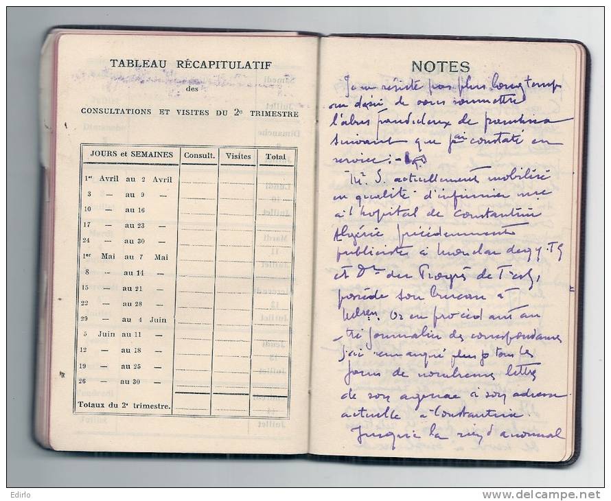- Agenda medical de poche de 1916 -quelques pages écrites - interressant pour pub et conseils médicaux d'époque Medecine