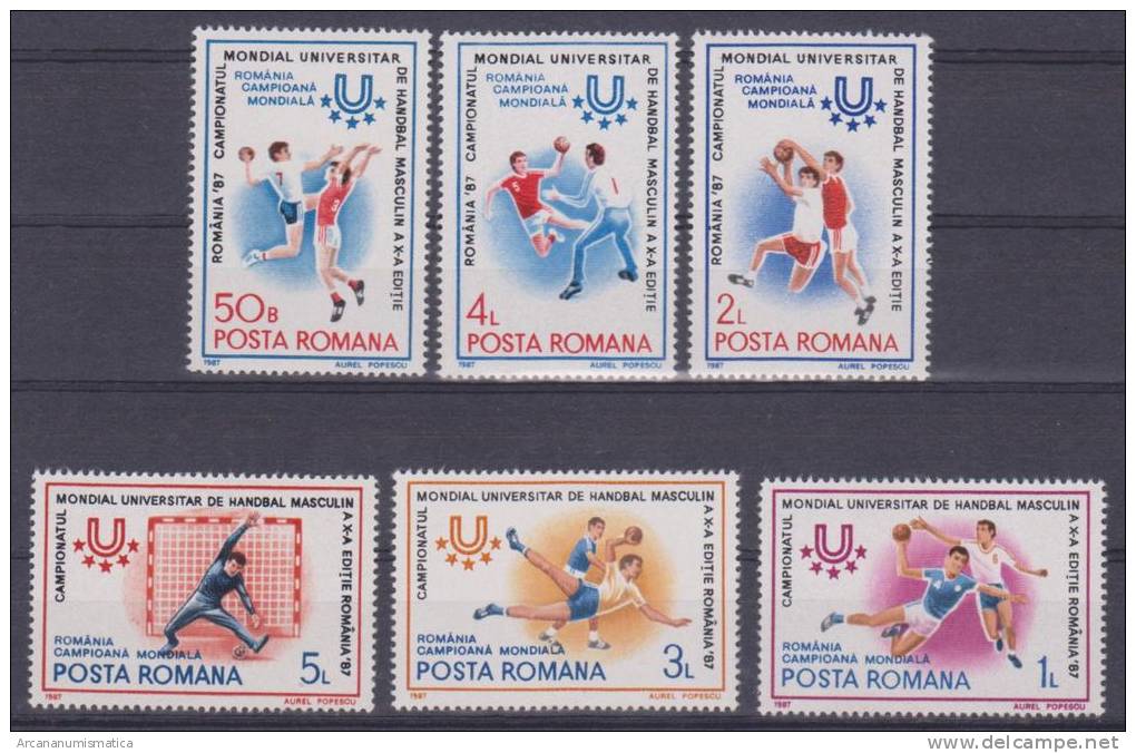 RUMANIA  1987  Y&T 3737/42  "Mundial De Balonmano Rumania 1987" Serie Completa 6 Valores     S-786 - Handball