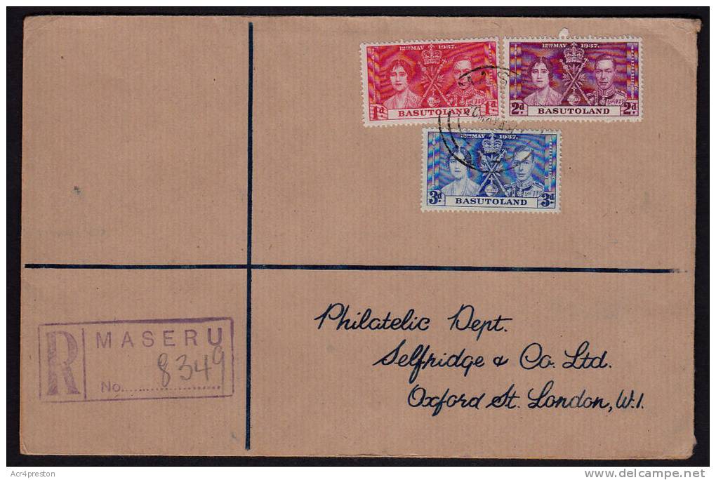 Lsc001 Basutoland 1937, SG 15-17 Coronation FDC - 1933-1964 Colonia Britannica