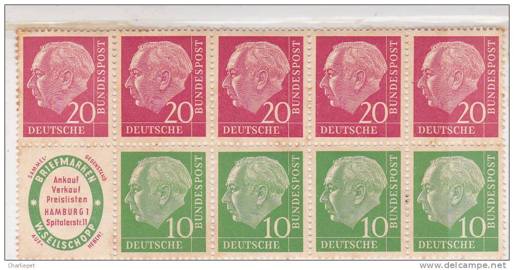 Germany Scott # 704a MH Booklet Slight Tone On Stamps  Catalogue $22.50 - Ongebruikt