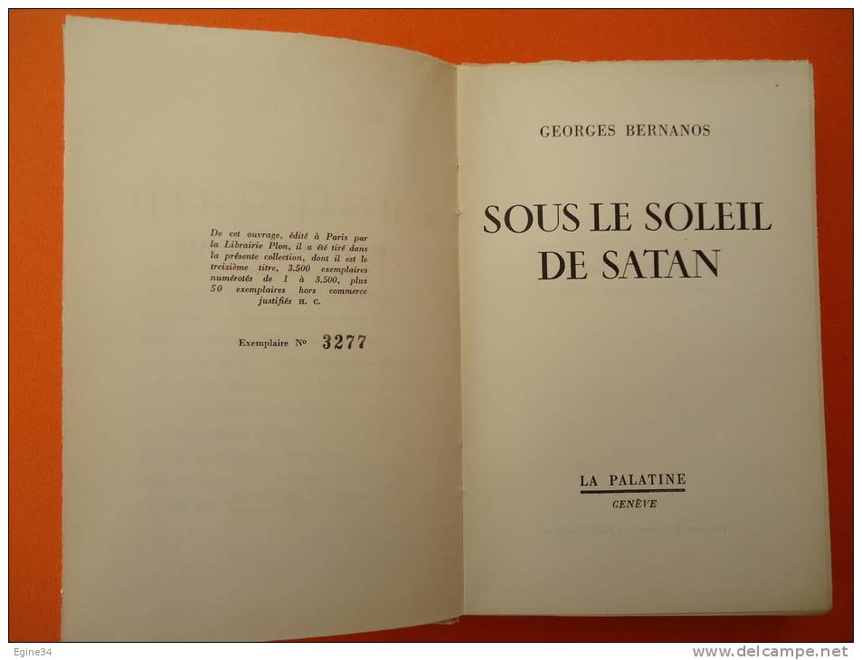 Georges BERNANOS - SOUS LE SOLEIL DE SATAN  - La Palatine Genève - Auteurs Classiques