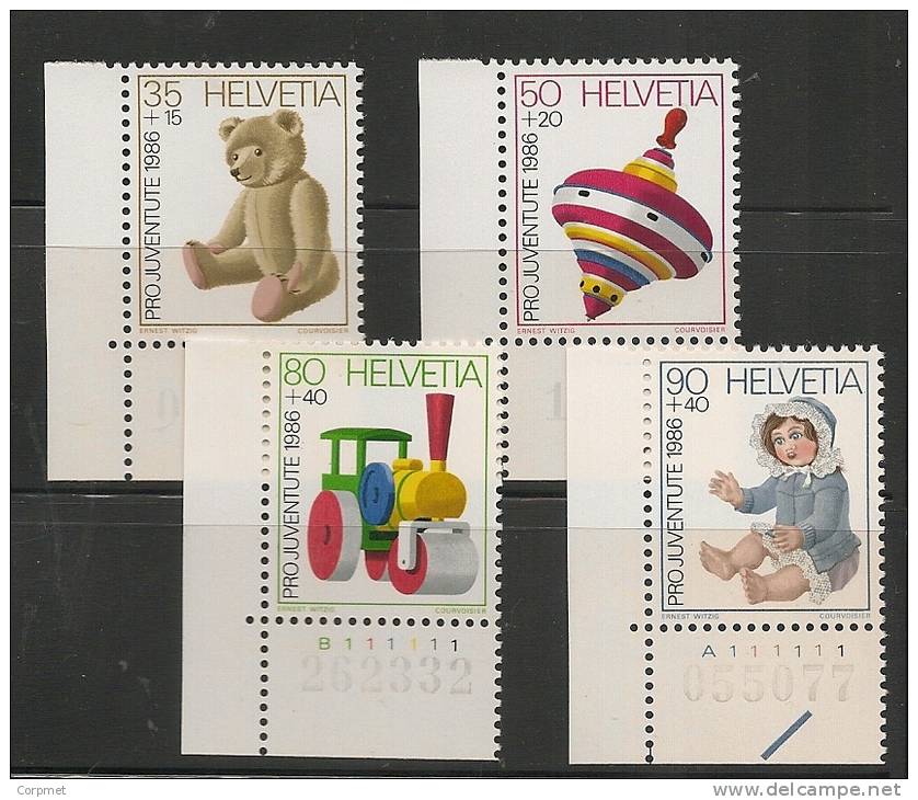 SWITZERLAND - 1986  PRO JUVENTUDE - TOYS - Marginal Numbered Set  Yvert # 1260/3 - MINT NH - Nuevos