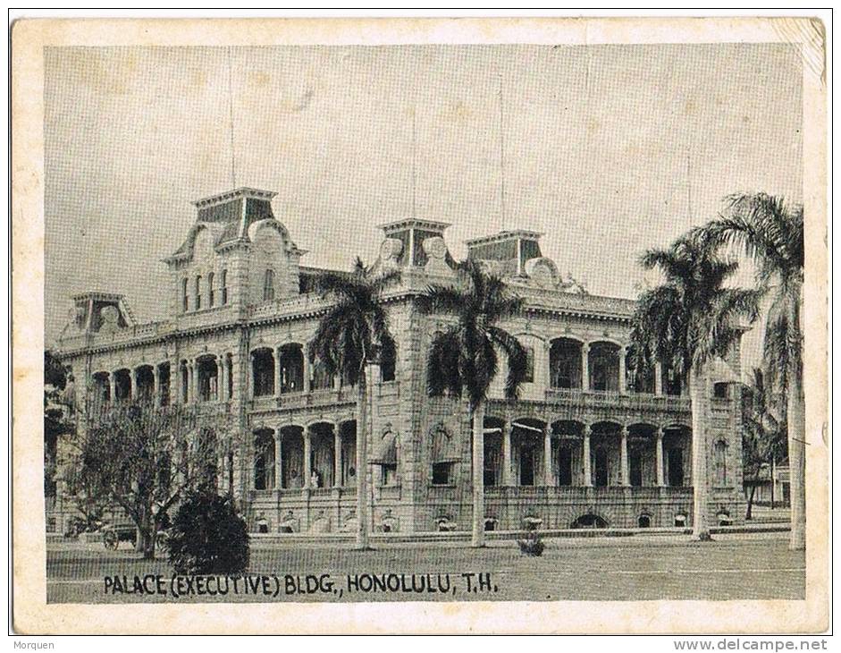 1057. Postal Pequeña HONOLULU (hawai). Palace Building - Honolulu